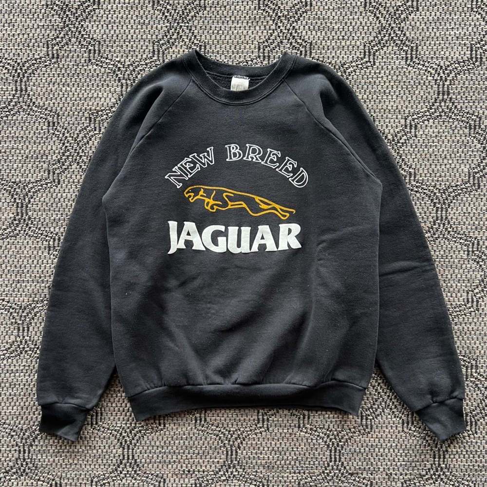 Vintage Jaguar Sweatshirt Mens XL Black 90s Racing Automobile Motorsport Puff - Picture 1 of 7
